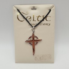 Solvar Celtic Cross Pendant Necklace Irish Ireland Jewellery Silver & Gold Tone