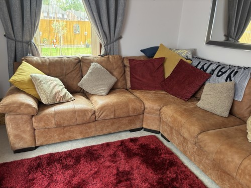 Natural leather corner suite - leather,