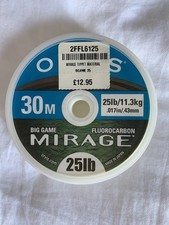 30 Metre 25lb  Fluorocarbon Leader For Game Fishing - Mirage