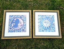 Vintage Sun & Moon Whimsigoth Celestial Prints Professionally Framed Artist Sign