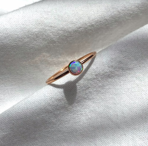 White opal ring - white,