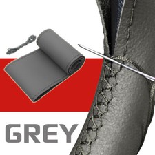 GREY Universal Car Hand Sew Steering Wheel Cover DIY Hand Sewing Leather Covers,