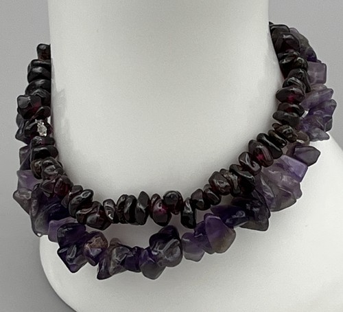Amethyst garnet bracelet set - amethyst,