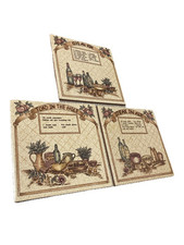 Set Of 3 x OLD VINTAGE SPANISH CERAMIC TILES WITH ENGLISH RECIPES 