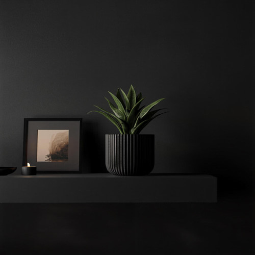 Modern ribbed plant pot with - modern,