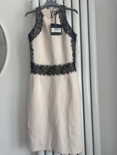 Ribbon Italian Dress Size 8 Cream Black Wedding Guest Mother Of The Bride BNWT