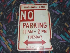 VINTAGE NO PARKING METAL SIGN DOUBLE SIDED 18 X 12 INCH PLEASE READ