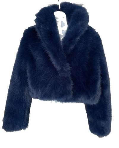 Zara navy blue faux fur - navy,