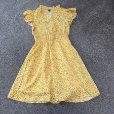 DROIMP WOMENS DITSY FLORAL MAXI SUN DRESS SIZE 8 (S) YELLOW