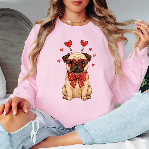 Pug with hearts - hearts, day