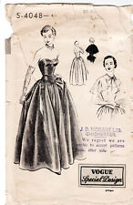 36" Vintage 1950s  Strapless Evening Gown Dress & Cape Sewing Pattern Vogue 4048