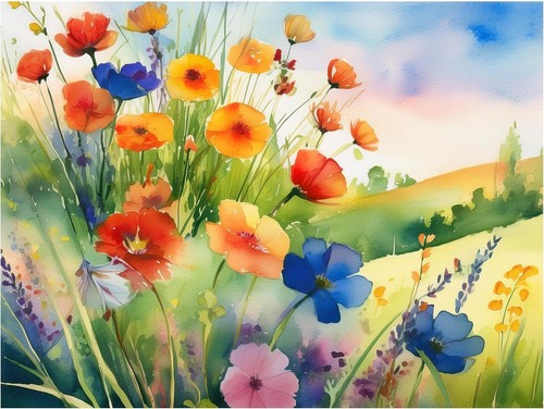 Tile mural summer flowers - tile,