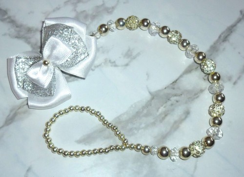 White shamballa glitter bow - shamballa,