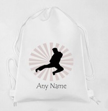 Personalised Martial Arts Print WHITE Kids Childs School Sport Gym PE Bag