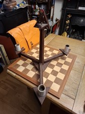 Vintage Mid Century Scandinavian Wooden 3 Arm Triangular Chandelier 60cm