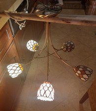 stunning tiffany style Ceiling Light Endon 583 SAN 5 light 14" dep- glass shades