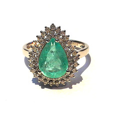 Certified Exquisite Large Colombian Emerald & Diamond Platinum Ring 