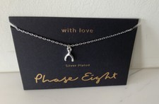 New Silver Coloured Wishbone Good Luck Necklace By Phase Eight - Adjustable Lgth