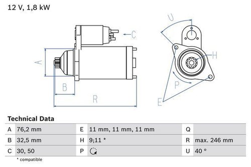 Bosch starter motor - for, vw