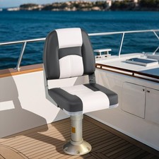 2-Pack Boat Seats Waterproof PVC Leather Cabin Seating w/Sponge Padding-Grey