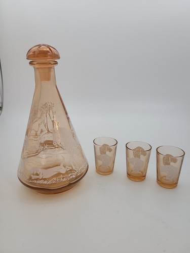 Vintage amber decanter with - vintage,