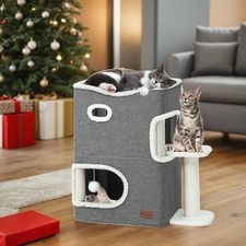 YITAHOME Cat Cave with Scratching Post & Ball – 3-Level Indoor Kitten House, Bed
