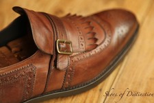 Hugo Boss Brown Leather Brogue Brass Buckle Loafers Shoes Men's UK 8 US 9 EU 42