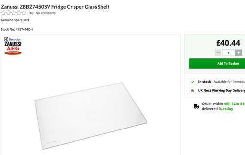 Zanussi fridge toughened glass - fridge,