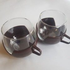 Modular tea glass vintage coffee cups mugs Dutch brown plastic stacking Holland