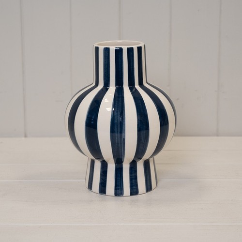 Blue white striped - striped, vase