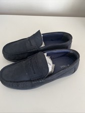 Next Boys Navy Leather Slip On Loafers UK 2 Hardly Worn 