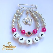 Personalised Stroller Pin Gift, Stardust /glass Pearl &Rhinestone, Silver/ Gold.