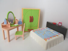 Playmobil Dollshouse/Hotel furniture: Bed, wardrobe, dressing table New
