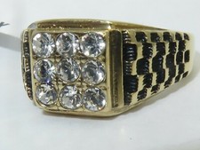 Mens gold ring cz signet pinky