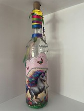 Table Lamp - ' Unicorn Lovers' -Bedside Light - Night Light - Bottle Artwork