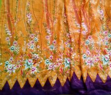 Vintage 80s Polyester Chiffon Floral Daffodil Jacquard Fabric 100x110cm Orange