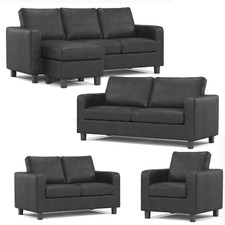 York Black Faux Leather