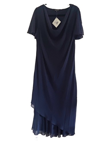 Chesca navy chiffon cowl neck - chiffon,