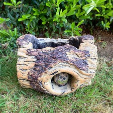 Cement Log Owl Planter Outdoor