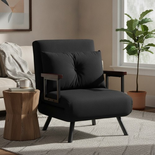 Single chair bed velvet - single, black