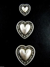 Metal Heart Buttons in Antique