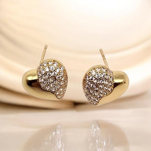 Gold tone heart stud earrings - gold,