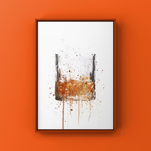 Whisky glass art print - whisky,