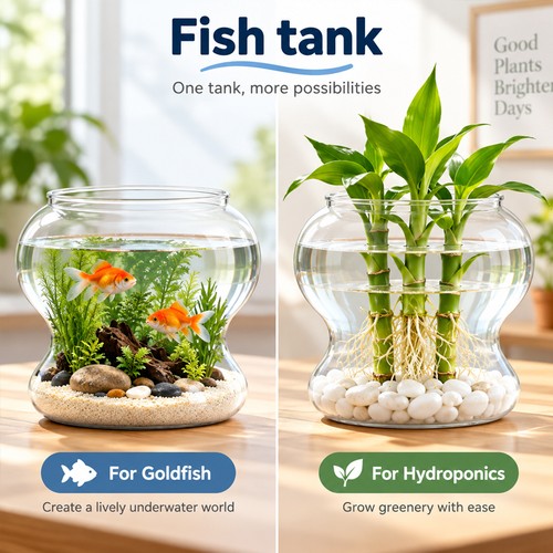Round desktop fish bowl - round,