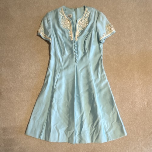 1950s light blue line dress - blue,