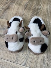 Cute Cow Slippers for Women Men Girls Boys Fuzzy Plush cotton slippers Uk 6.5