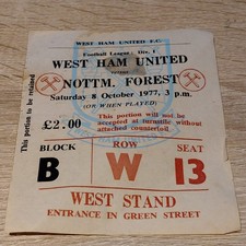 TICKET STUB-WEST HAM UNITED V