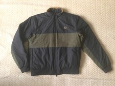 Fred Perry Khaki Green and Black Padded Winter Coat Size Large New Without Tags