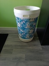 Vintage 70s PLYSU Floral Flower Power Laundry Washing Basket no Lid blue white