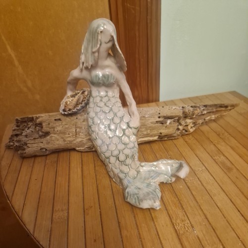 Ceramic mermaid driftwood - ceramic, on